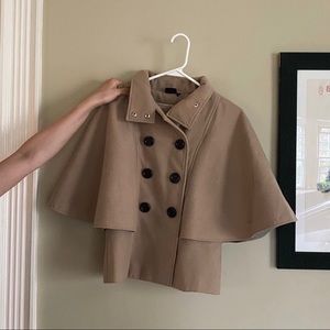 GF Tan Wool Cape Trench Coat